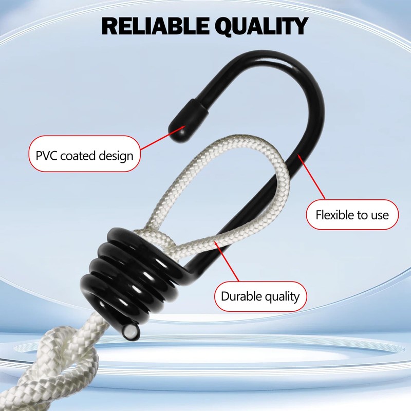20PCS Plastic Coated Bungee Cord Hooks Spiral Shock Cord Hook