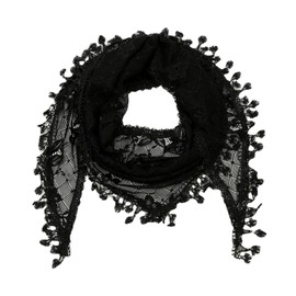 Zcbzbn Openwork Lace Fringe Triangular Scarf, Lace, Veil, Classic, Breathable, Solid Colour, Mass Triangle Veil, black