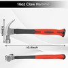 16OZ Claw Hammer with Fiberglass Handle, Drop Forged Claw Hammer,