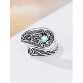 Cargari Witches Knot Spoon Rings for Women 925 Sterling Silver Spoon Ring Vintage Celtic Knot Witch Ring Celtic Knot Adjustable Thumb Rings Gifts for Women