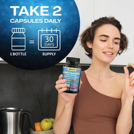 Corti-Smooth Cortisol Supplement with Magnesium, L-Theanine, Ashwagandha, GABA, Lion’s Mane, Ginkgo Biloba & More for Stress & Mood Support – 60 Capsules