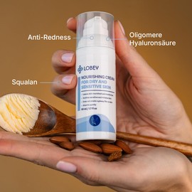 Lobey Gesichtscreme für Trockene & Empfindliche Haut – Beruhigende Tagescreme mit Squalan, Hyaluronsäure & Jojobaöl – Anti-Rötungen Pflege – Vegane Naturkosmetik ohne Duftstoffe (50 ml)