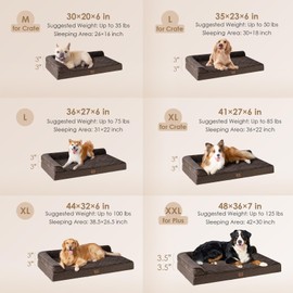 EHEYCIGA Memory Foam Orthopedic Dog Beds Large Sized Dog, Washable Dog Bed with Waterproof Lining Removable Cover, Big Dog Bed Sofa with Nonskid Bottom Pet Couch Bed, 41x27 Inches, Brown