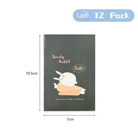 VEGCOO Pack of 12 Cute Cartoon Notepad Mini Diary Notebook Cute Small Notebook Pocket Notebook Portable Small Notebook for Office Family Travel Notes (12)