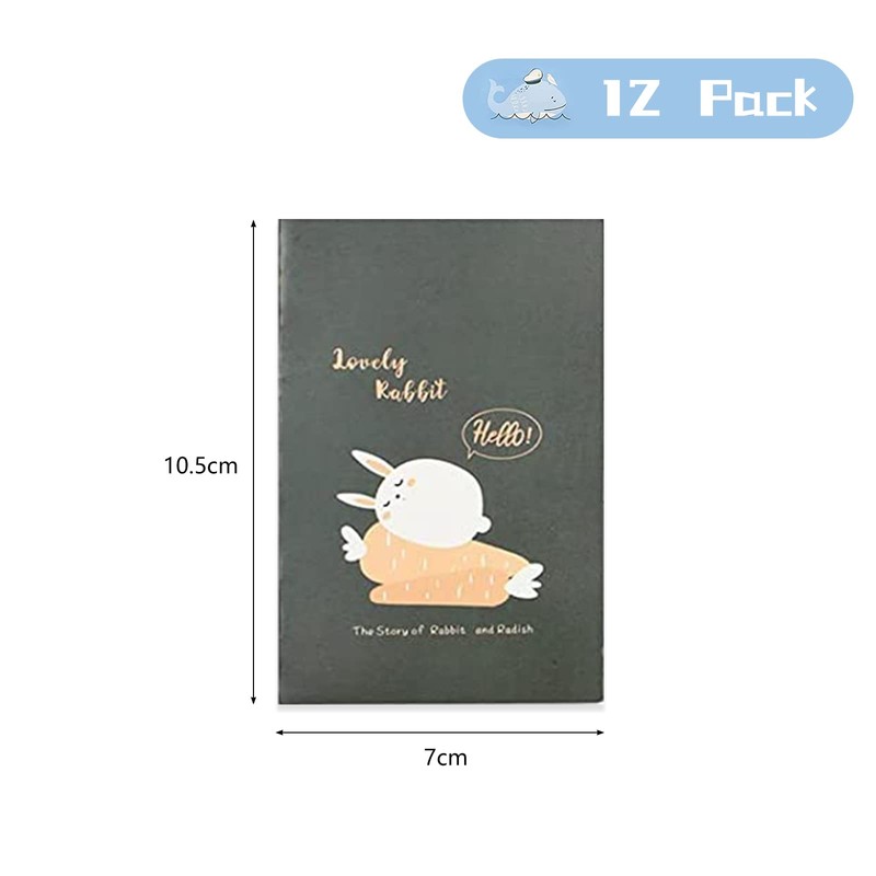 VEGCOO Pack of 12 Cute Cartoon Notepad Mini Diary Notebook