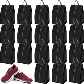 Paterr 18 Pcs Shoe Bags for Travel XX-Large Shoe Storage Packing Organizer Waterproof Shoe Carrier with Zipper Protable Shoe Pouch Shoe Covers for Travel for Women Men, Black