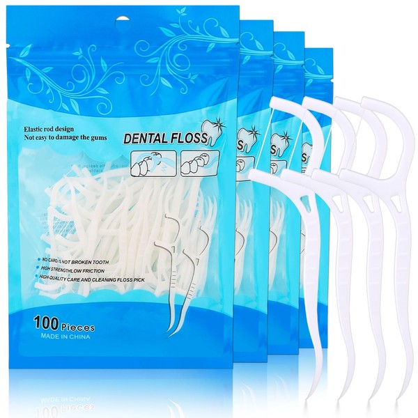 umorismo 400 Pcs Dental Floss Sticks Triple Clean Dental Floss Picks with Box 2 in 1 Dental Toothpick Cleaning Floss for Women Men Interdental Cleaning
