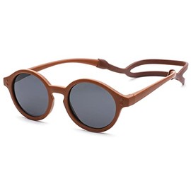 COASION Baby Polarized Sunglasses with Strap Adjustable TPEE Flexible Frame for Toddler Girls Boys Age 1-3 Years (Brown)