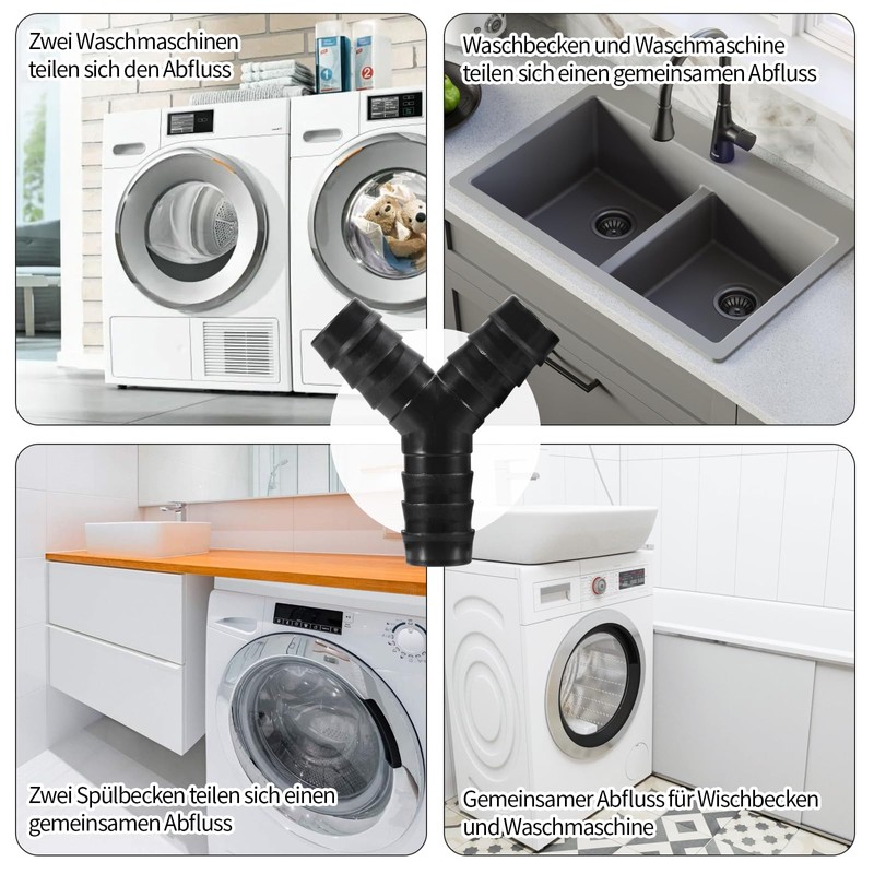 2 Pieces Dishwasher Washing Machine Drain Adapter, 3 Way Y