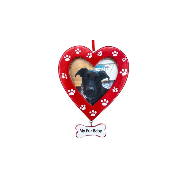 Dog Picture Frame Paw Print Heart Christmas Tree Ornament Bone
