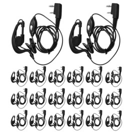 Mimorou 20 Pairs Walkie Talkie Earpiece with Mic 2 Pin Two Way Radio Ear Piece with Microphone Bulk Single Wire Earhook Headset Compatible with Baofeng UV-5R BF-888S Arcshell Retevis H-777 RT21 RT22