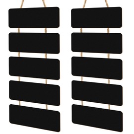 Double Sided Hanging Chalkboard Signs Wooden Erasable Message Board Rustic Chalkboard Hanging Signs Rectangle Message Memo Display with Hanging Rope for Wedding Bar Restaurant Kitchen Wall (2 Set)