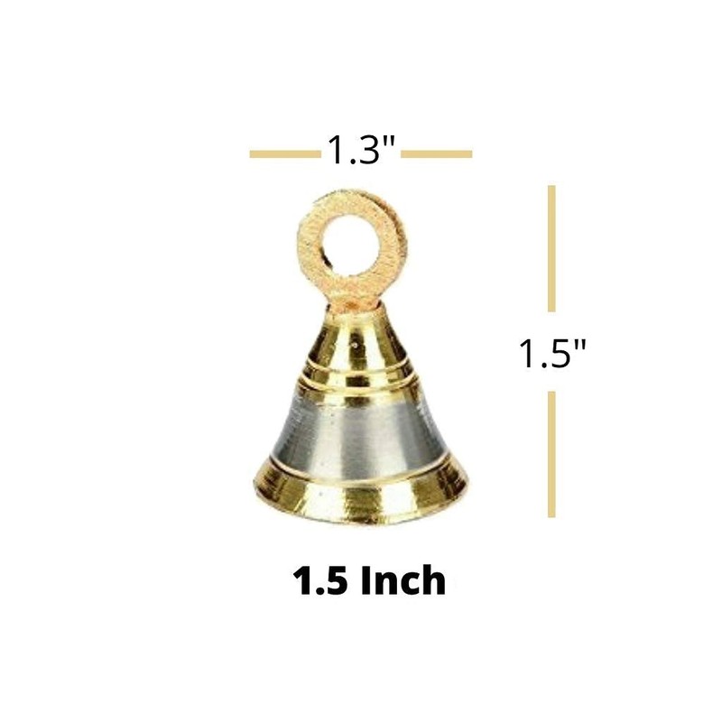 UAPAN Brass Pooja Bell with J Hook (Pack of 6,