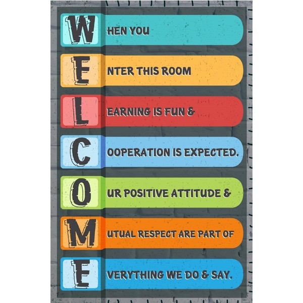 JSC142 Welcome Classroom Poster | 18-Inches by 12-Inches | 100lb Gloss Poster Paper