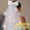 EARENT Light Up Tulle Bow Veil Bridal White Hair Clip