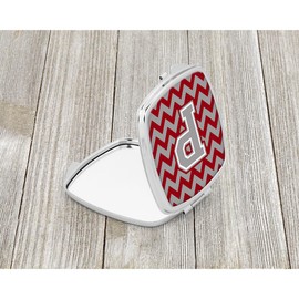Caroline's Treasures Letter P Chevron Crimson and Grey Compact Travel Mirrors, Multicolor