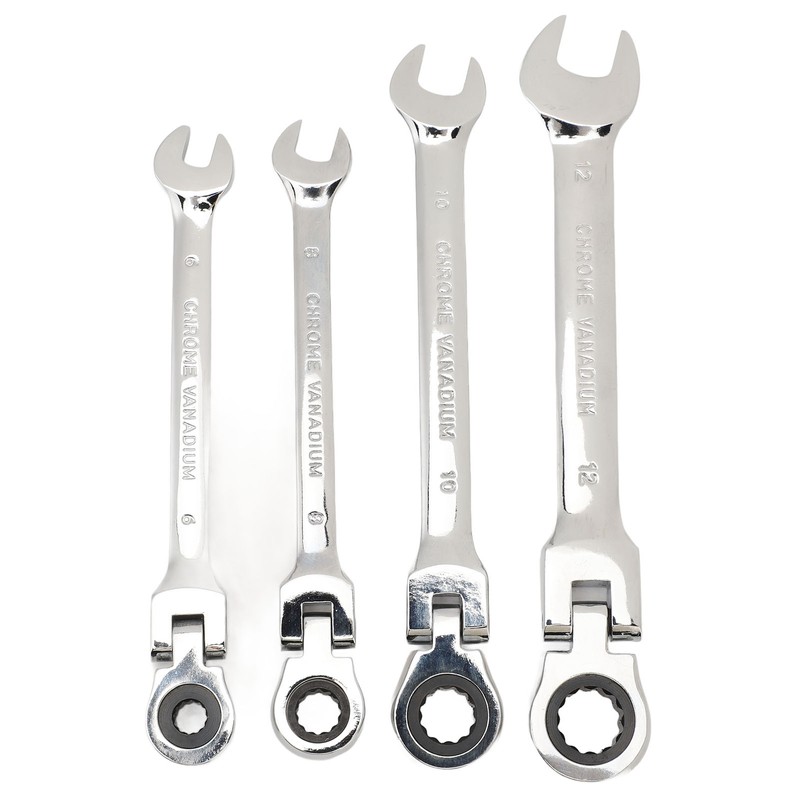 Flex Head Ratcheting Combination Wrench Set Chrome Vanadium Steel Quick
