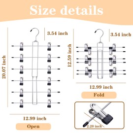 WYLWLS 2-in-1 Space-Saving Closet Organizer: 6-Tier Pants Hanger with Sliding Clips & 8-Tier Tank Top/Bra Organizer - Foldable Stainless Steel for Small Spaces