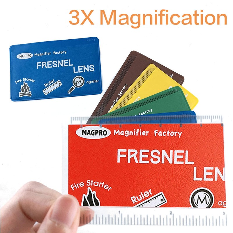 MagDepo 6 Pack Credit Card Size Magnifier Ruler Fire Starter