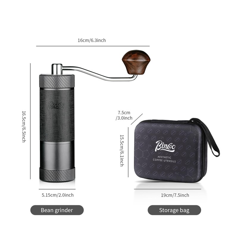 Manual Coffee Bean Grinder, Portable Hand Espresso Grinder with 6