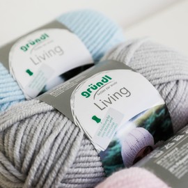 Gründl Wool Living (Knitting and Crochet Yarn, Washable Yarn Made of 80% Polyacrylic and 20% Polyamide, 100 g/100 m, Needle Size: 8-9, 1 x 100 g), Cream
