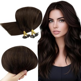 RUNATURE Extensions Echthaar Bondings Dunkelbraun 60cm Remy Keratin Haarverlängerung 50strähne 50g #2