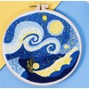 Meecaa Starry Night Landscape Embroidery Kit Starter Set, Hand Embroidery