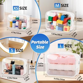 CHICAUP Clear Makeup Bags Plastic Cosmetic Bag TAS Toiletry Bag for Travelling PVC Clear Pouch Organizer Bag for Women (4, white, Multisize)