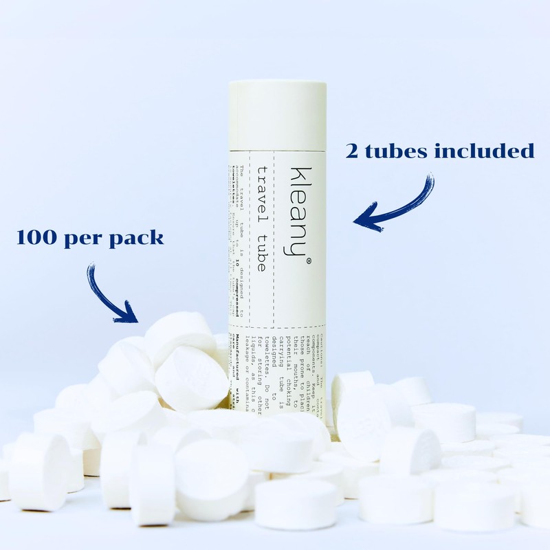 Kleany - 100 Compressed Towels Tablets - Biodegradable & Hypoallergenic
