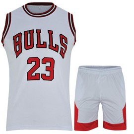 Basketball Jersey for Boys/Men 2 Piece Basketball Uniform Adult Sleeveless Kit Lightweight Set (X-Large, Red & White)