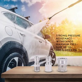 NPT 3/8 Inch Male and Female Quick Connector Kit Pressure Washer Set and 1 Pieces NPT 3/8 Inch Pressure Washers Quick Connector Plug Male Nipple