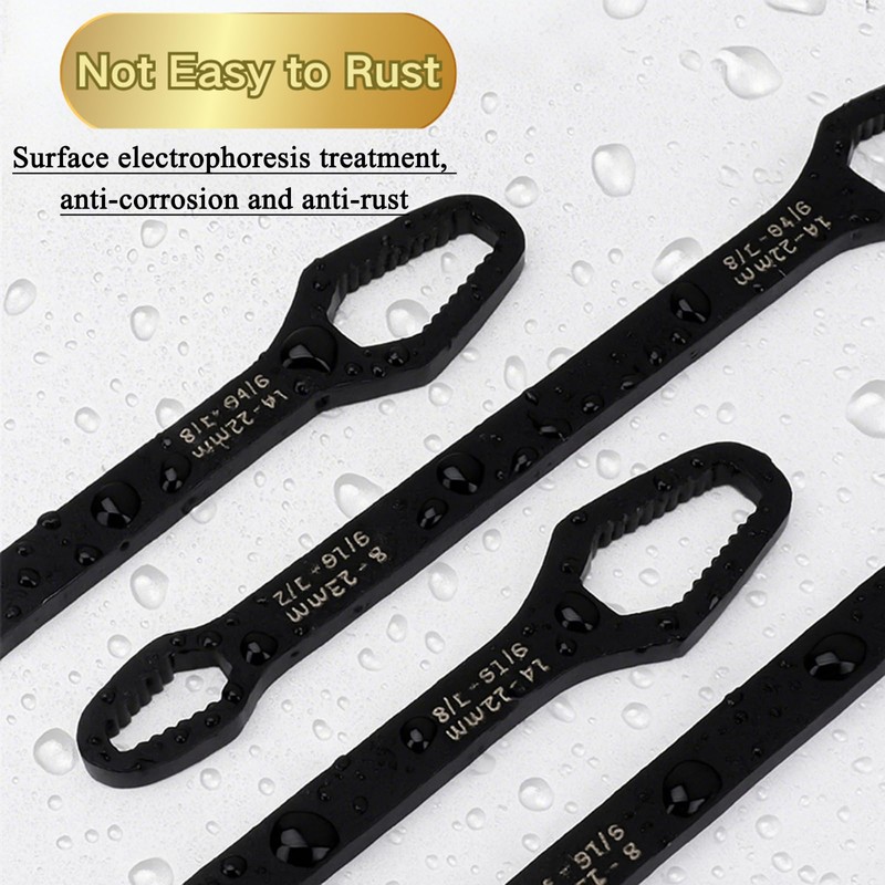 Teocpai 2 Pcs Black Universal Wrench Set, 8-22mm Universal Multifunctional