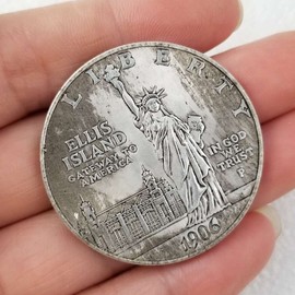LAOJUNLU 1906 Statue of Liberty National Monument Liberty Shines on The World Ellis Island Immigration Museum Liberty Island, New York Replica Artistic Commemorative Coin Antique Ornaments