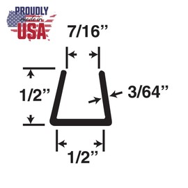 Outwater Plastics Black 1/2'' Styrene Plastic U-Channel/C-Channel 36 Inch Lengths (Pack of 4)