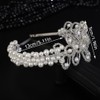Teyglen Wedding Pearl Headband Floral Pearl and Crystal Beads Hair