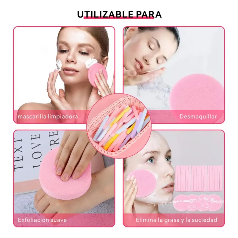 120 Pc Esponja Facial Comprimida Para Limpieza Y Exfoliación