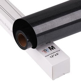 GraceM HTV just Buy it Iron on Vinyl Works with Silhouette for T-Shirt, Easy to Cut&Weed, Customer Repeat 5ft by 12inch roll Matte Heat Transfer Vinyl (Glitter Black) â€¦