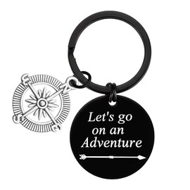 Ximalun Camper Keychain Let's Go on an Adventure Camping Keyring Camper Trailer Vacation Gifts Camper Lover Gifts Outdoor Adventure Traveller Gifts for Men Women