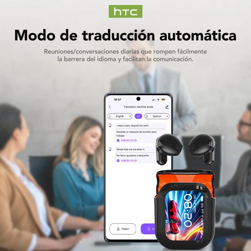 Audifonos Htc Ne20 Color Negro Bluetooth 6.0 Auriculares Inalambricos Con
