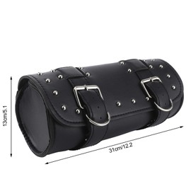 Motorcycle Bag PU Leather Saddle Bag Motorcycle Rolling Luggage Motor Replacement Universal (Black)