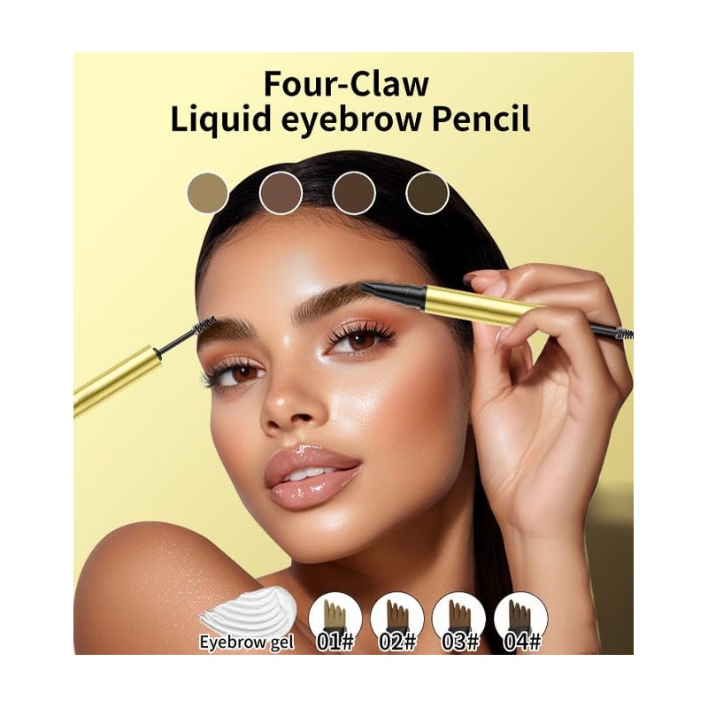 Dual-Ended Eyebrow Pencil & Eyebrow Gel, 2 In 1 Eyebrows