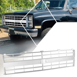 Factory Style Square Mesh Front Bumper Grille Grill Compatible with 85-88 Chevy C/K/R/V,Chrome