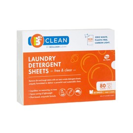 Boulder Clean Laundry Detergent Sheets, Free & Clear Scent - 40 Sheets for 80 Loads (Pack of 1) - Waste Free, Safe for Colors, People & Pet Safe, Laundry Soap Sheets, Travel Laundry Detergent