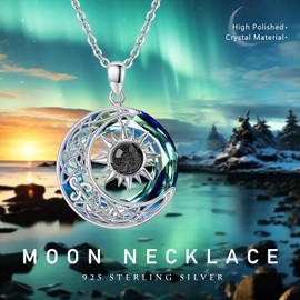REDSUN Moon and Star Necklace Sterling Sulber, Sterling Silver, Crystal