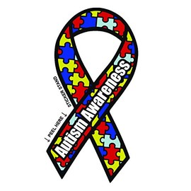 Autism Awareness Ribbon car Bumper Sticker 3" x 6"