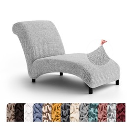 PAULATO BY GA.I.CO. Armless Chaise Lounge Cover - Chaise Chair Slipcover Without Armrests - Lounge Sofa Cover - Soft Polyester Slipcovers - 1-Piece Form Fit Chase Covers - Microfibra - Light Grey