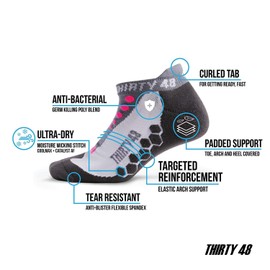 Thirty48 Running Socks for Men and Women Features Coolmax Fabric That Keeps Feet Cool & Dry - 1 Pair or 3 Pairs