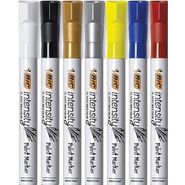 BIC Intensity Paint Markers, Assorted Colors, 7 Count, Vivid Colors, Oil-Based, Water and Fade Resistant, Works on a Variety of Surfaces