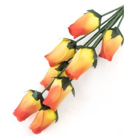 Yellow Roses with Red Tips Bunch of 8 Closed Bud Wooden Roses for Crafts Custom Bouquets and Other DIY Projects. Choose Form Over 60 Colors.