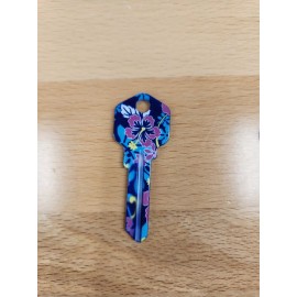 PURPLE HIBISCUS PRINTED KWIKSET KW1/KW10 KEYBLANK